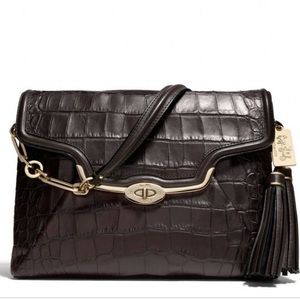 Coach Madison shoulder bag embossed croc espresso